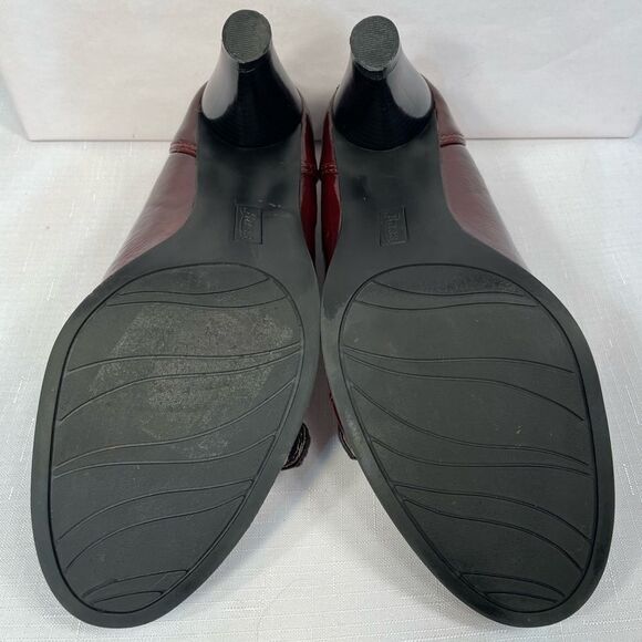 BASS BROWN LEATHER PATTI SLIP ON WITH 3” HEEL SIZE 10 - Picture 6 of 6